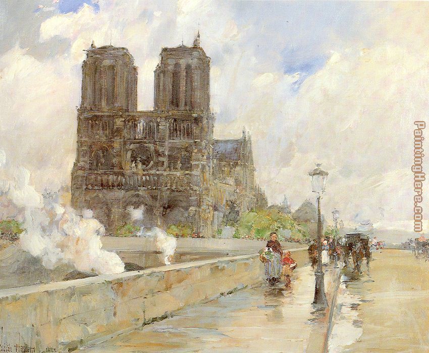 Notre Dame Cathedral Paris painting - childe hassam Notre Dame Cathedral Paris art painting